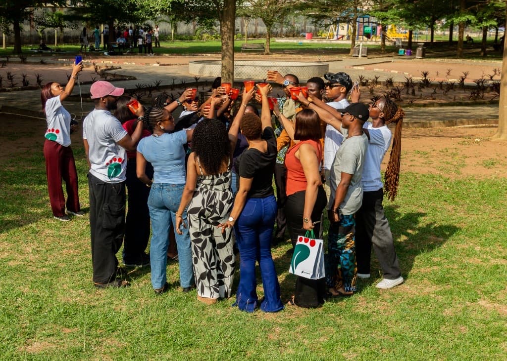 Emprinte members celebrating together outdoors